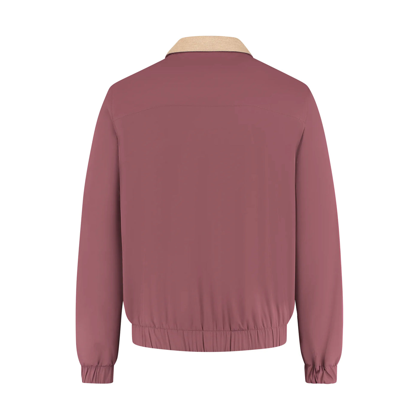Pink jacket with beige collar on a white background