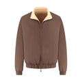 Brown jacket with beige collar on a white background