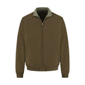 Brown jacket with a gray collar on a white background