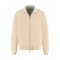 Beige jacket with a white collar on a white background