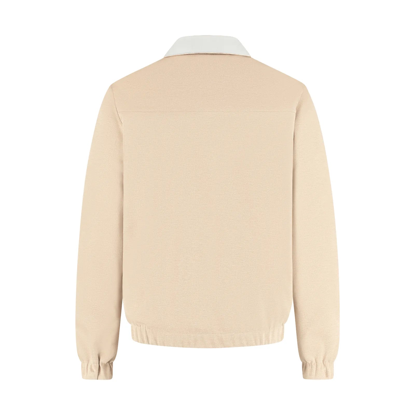 Beige sweater with white collar on a white background