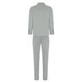 Light gray suit jacket and pants on a white background
