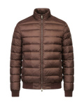 Brown puffer jacket on a white background