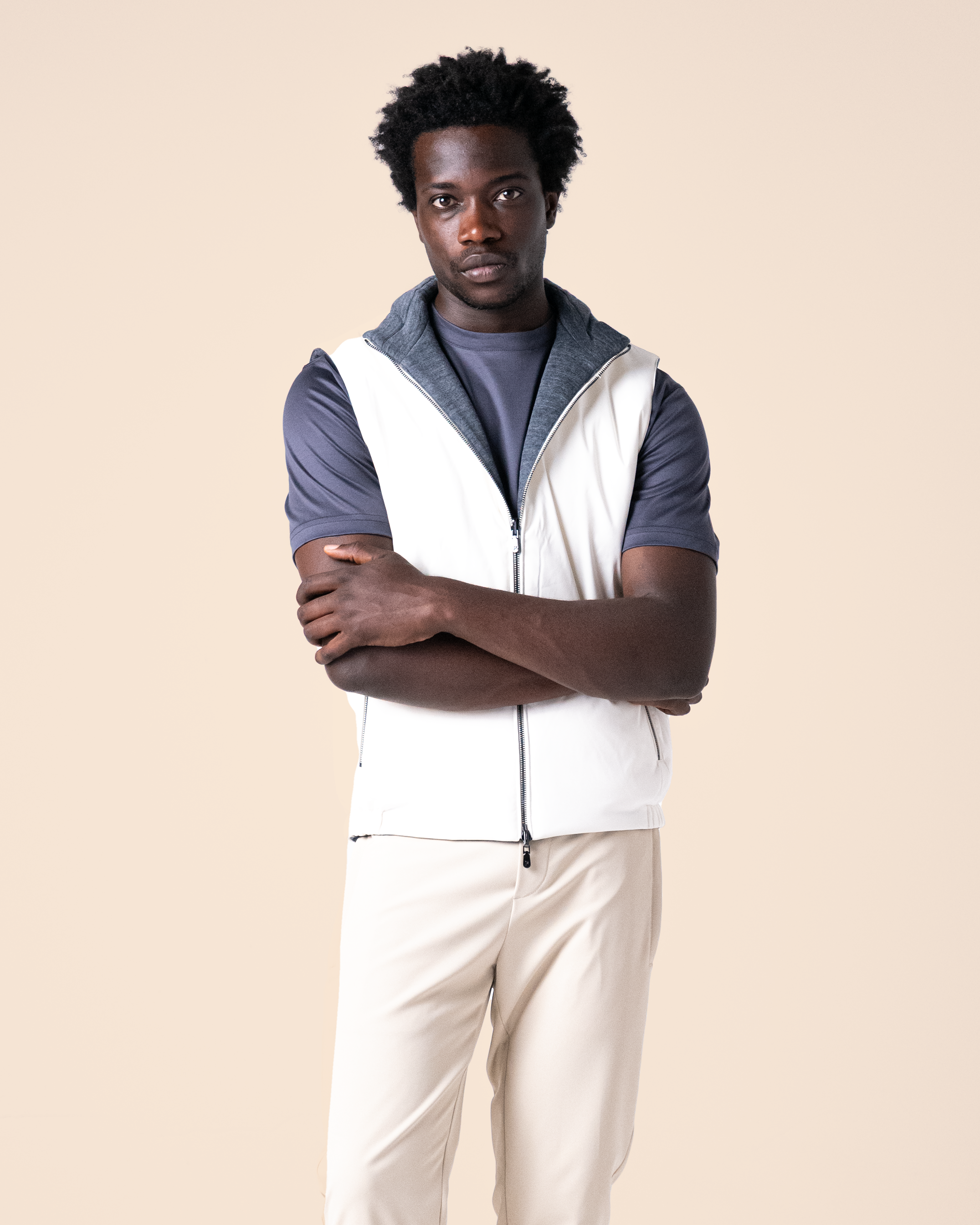 White Reversible Knit Body Warmer