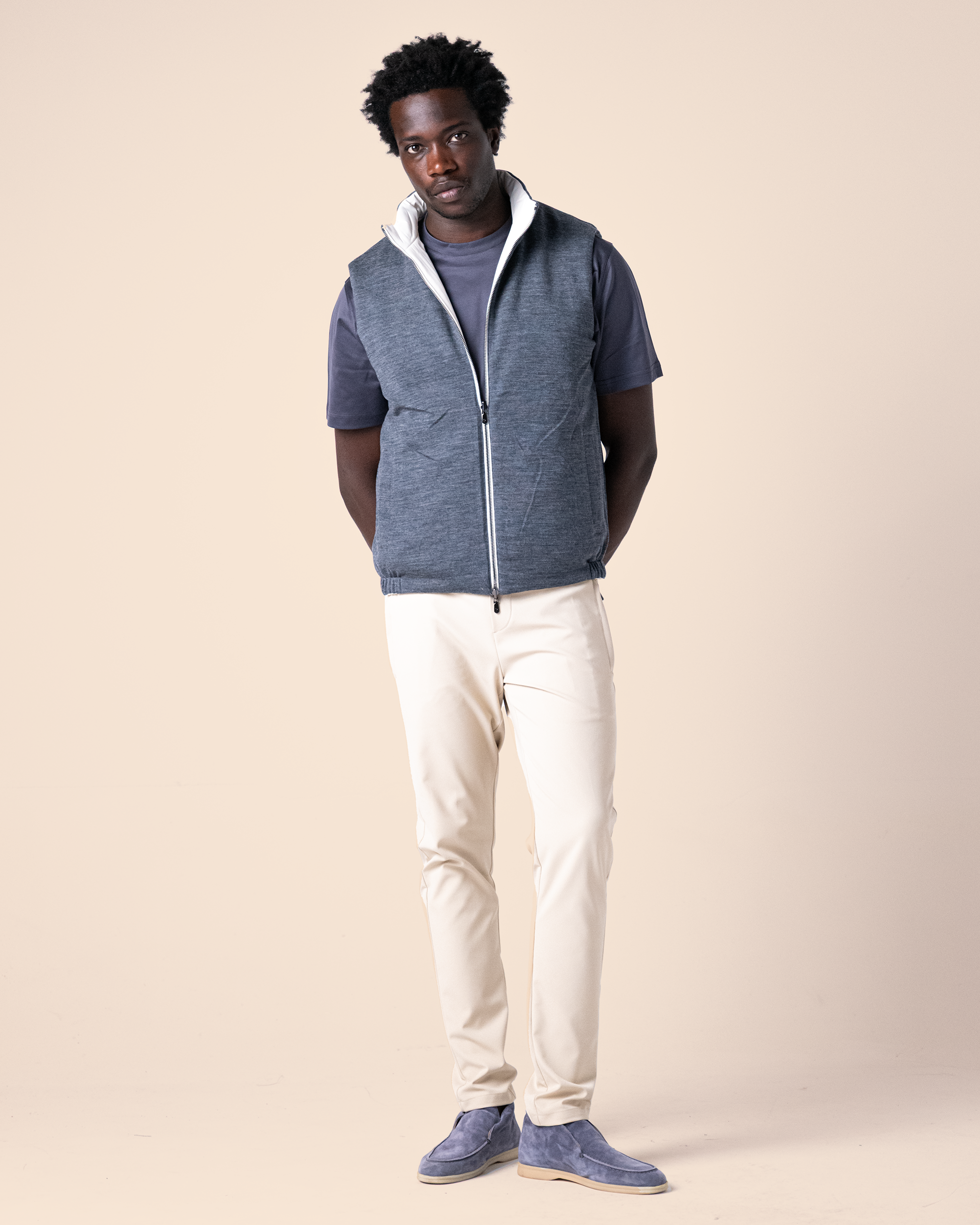 White Reversible Knit Body Warmer