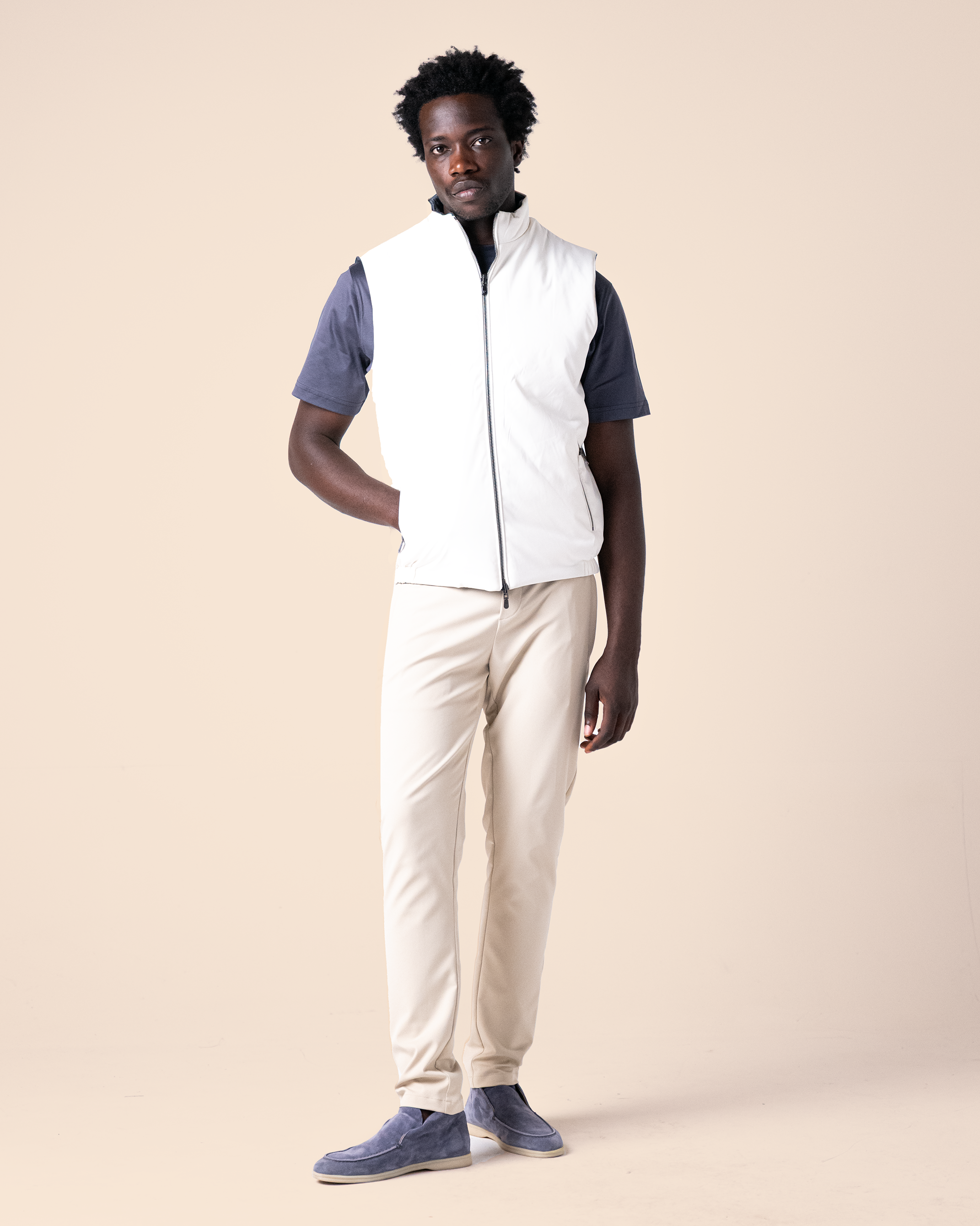 White Reversible Knit Body Warmer