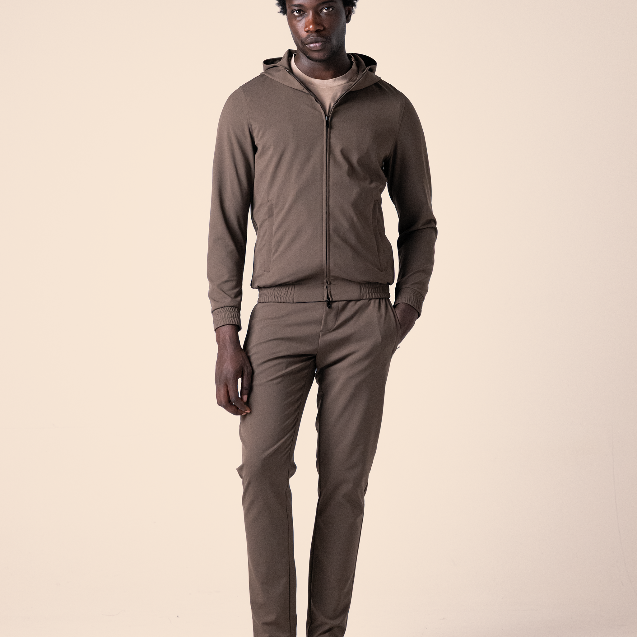 Hooded Tech Suit Brown