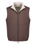 Brown vest with a white collar on a white background