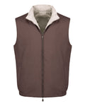 Brown vest with a white collar on a white background