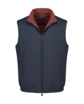 Navy blue vest with a maroon interior on a white background