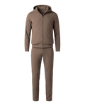Beige tracksuit on a black background