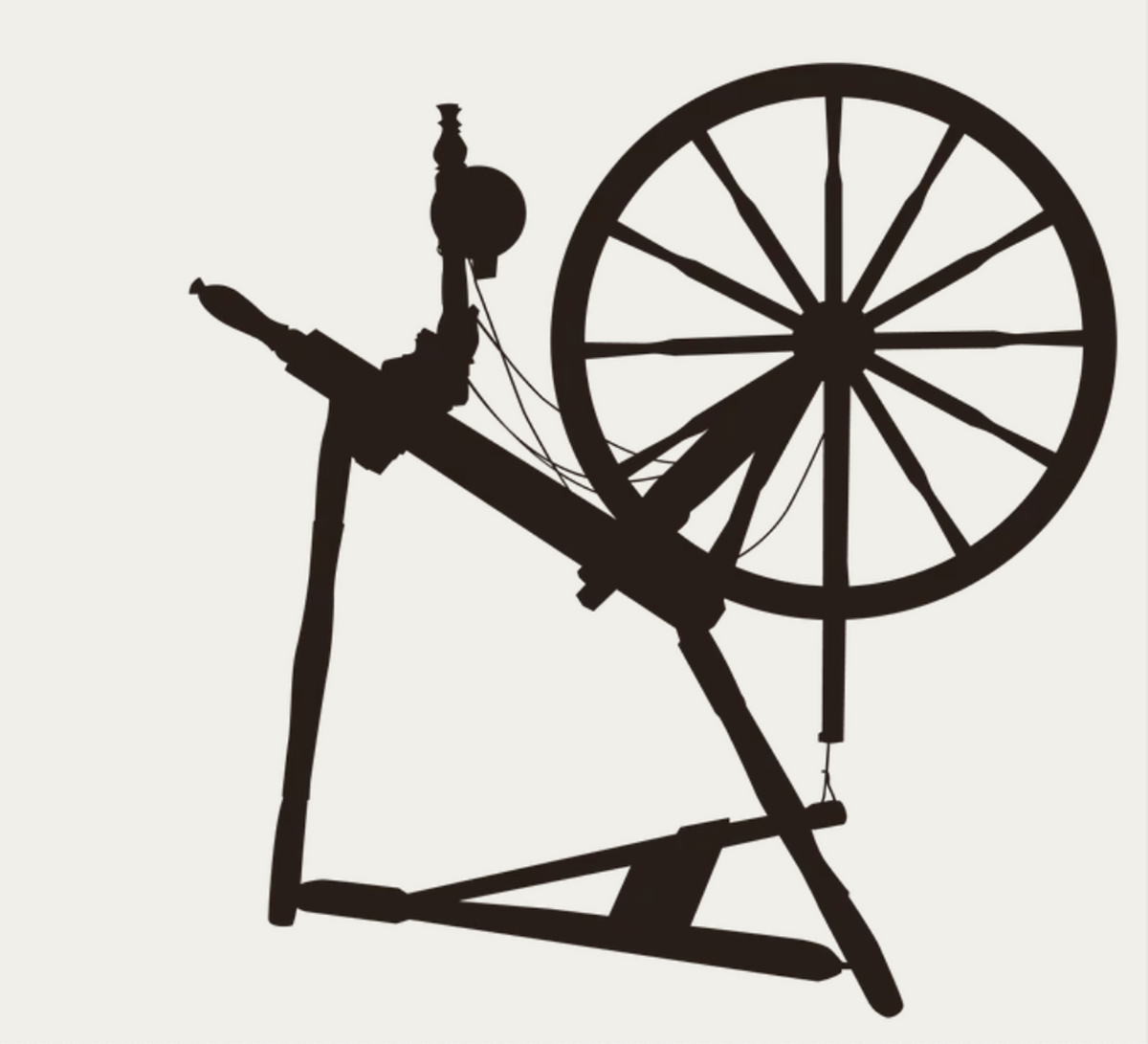 Black silhouette of a spinning wheel 