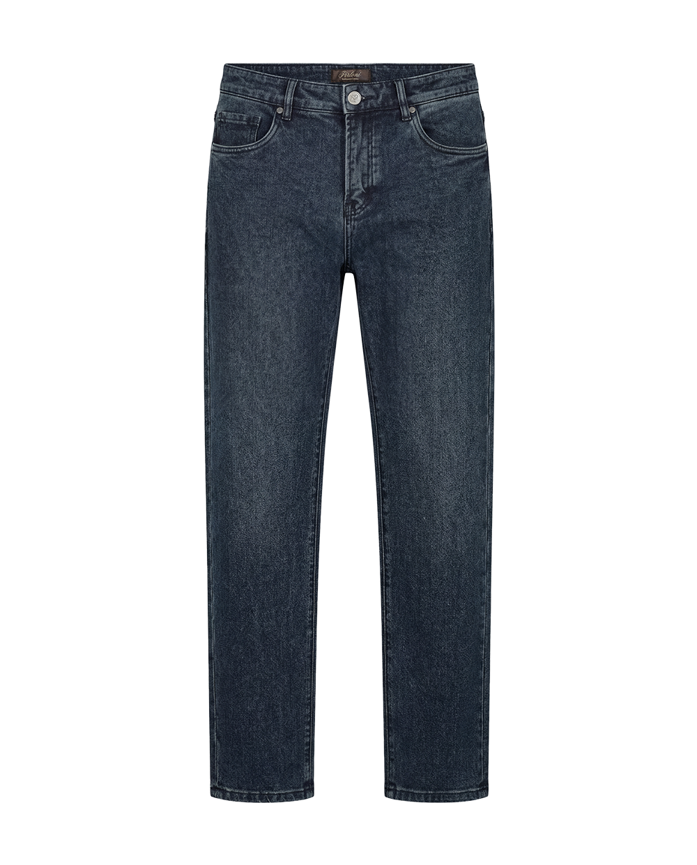Dark blue jeans on a white background