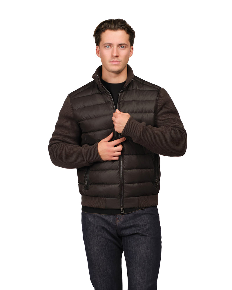 Man wearing a brown puffer vest