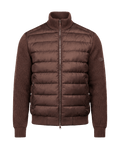 Brown puffer jacket on a black background