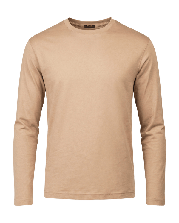 Beige long-sleeve shirt on a black background