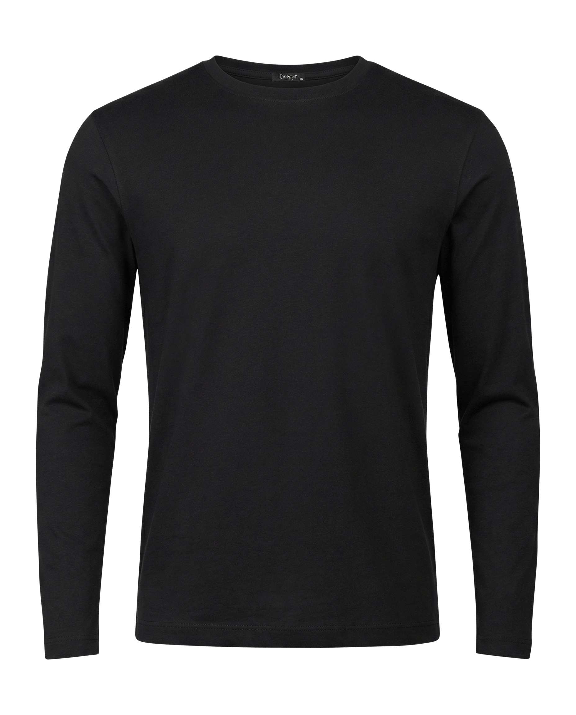 Gemerceriseerd shirt met lange mouwen, zwart 