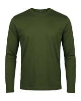 Green long-sleeve shirt on a black background