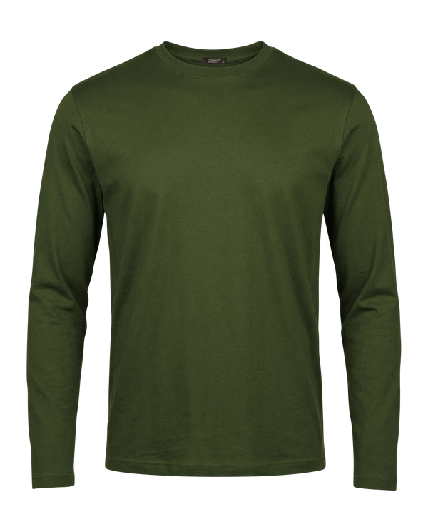 Green long-sleeve shirt on a black background