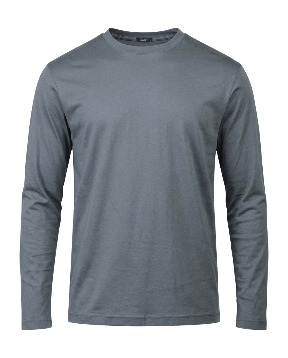 Gray long-sleeve shirt on a black background
