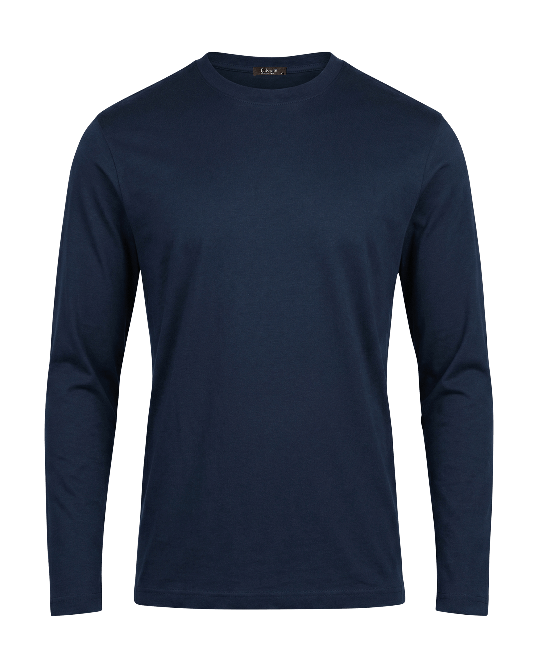 Navy blue long-sleeve shirt on a transparent background