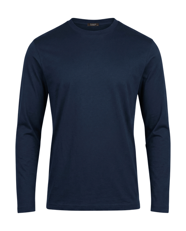 Navy blue long-sleeve shirt on a transparent background