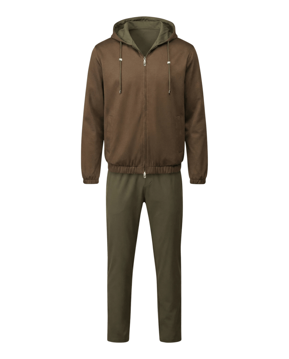 Brown jacket and green pants on a transparent background
