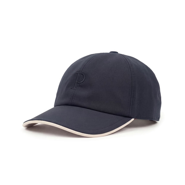 Navy blue cap with a logo on a white background