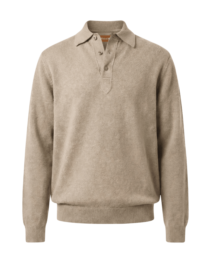 Beige sweater with a collar 
