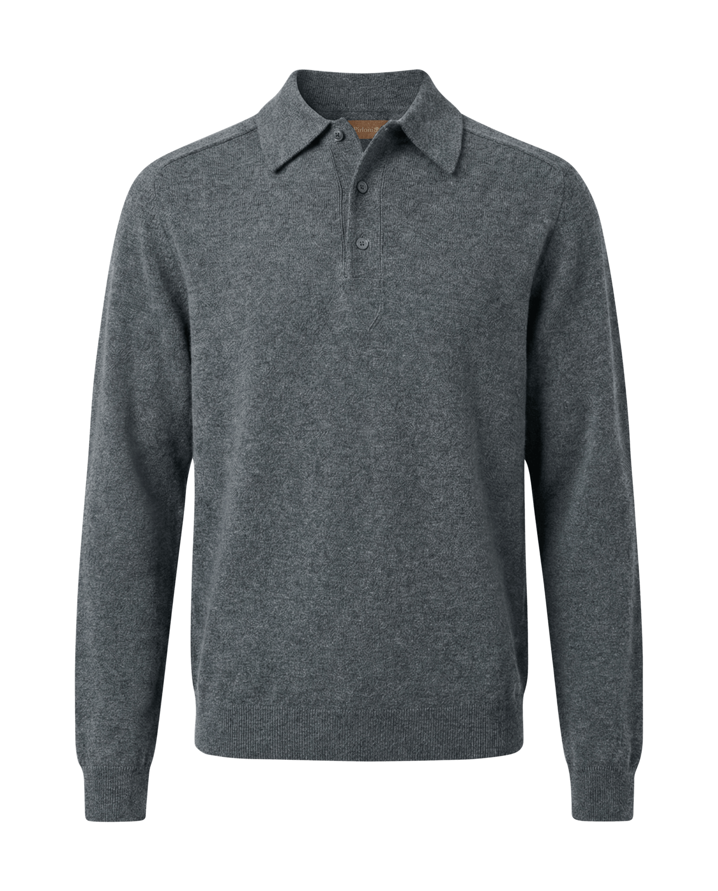 Gray long-sleeve polo shirt