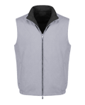 Gray vest with a black collar