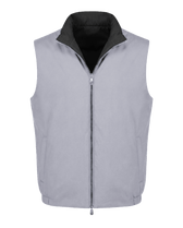 Gray vest with a black collar