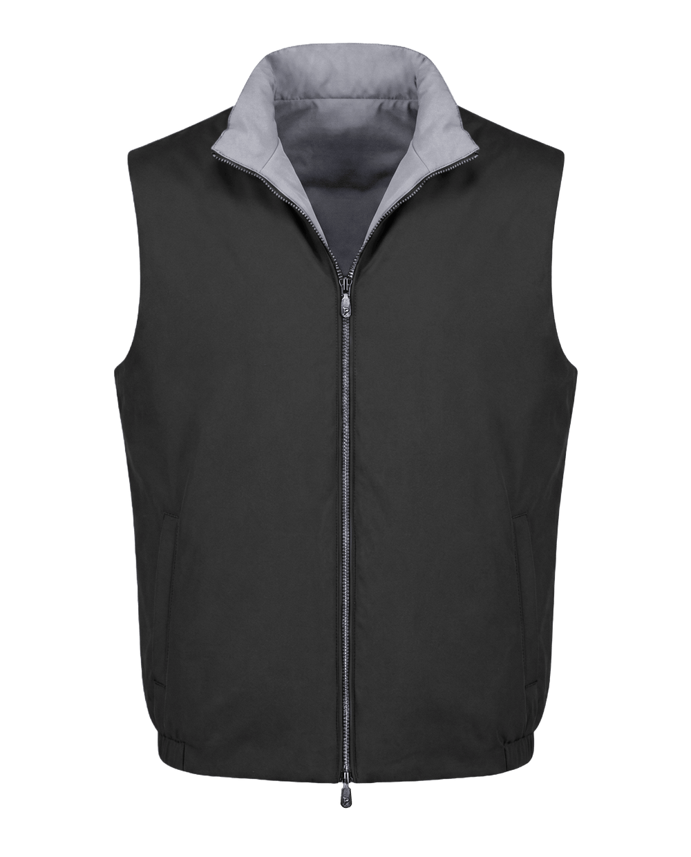 Black vest with gray collar 