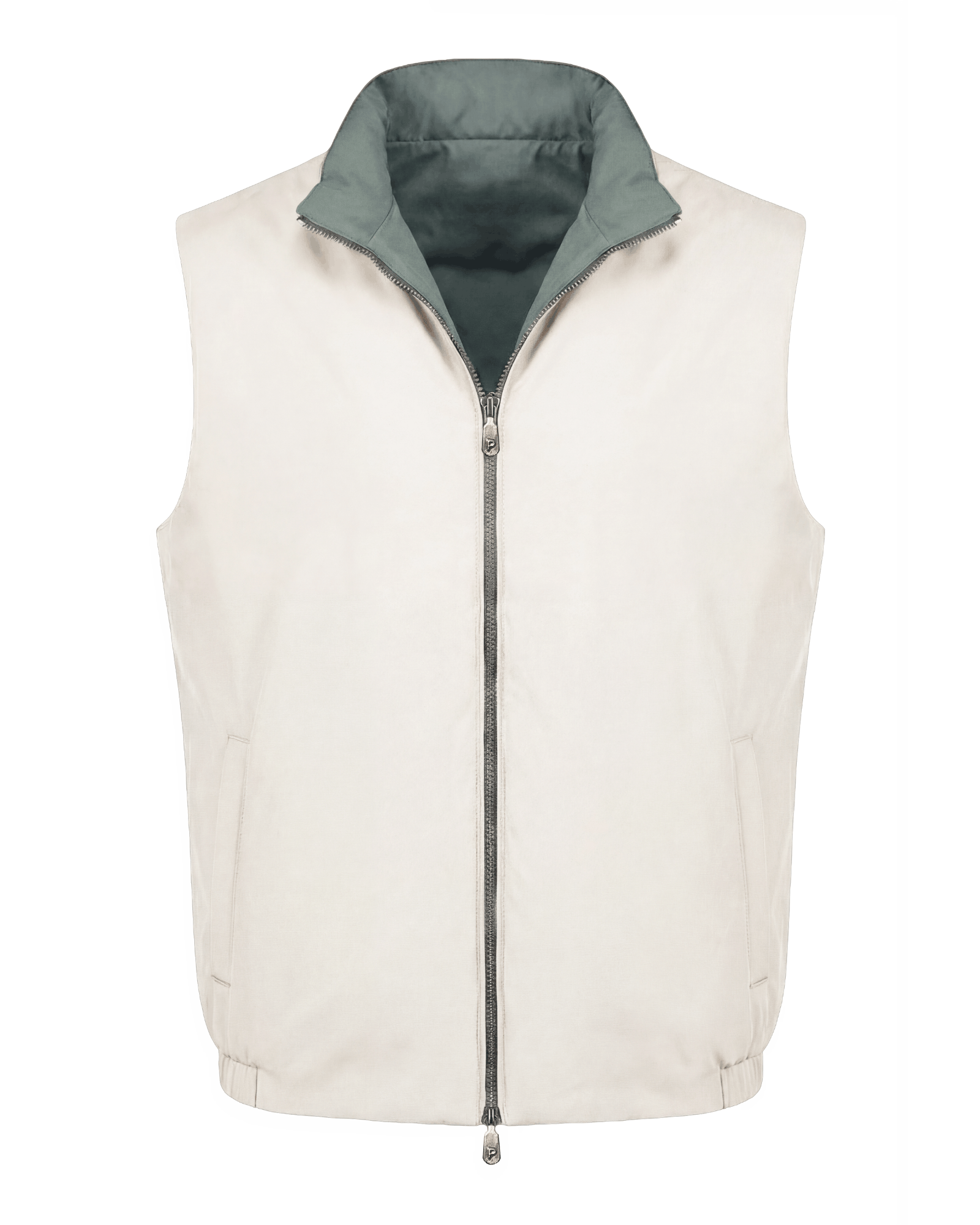 Men’s reversible body warmer in green and white, lightweight premium casual outerwear vest