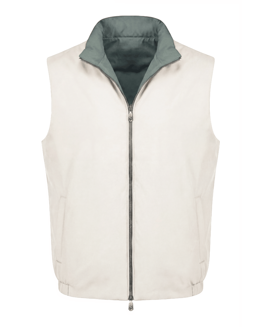 Men’s reversible body warmer in green and white, lightweight premium casual outerwear vest