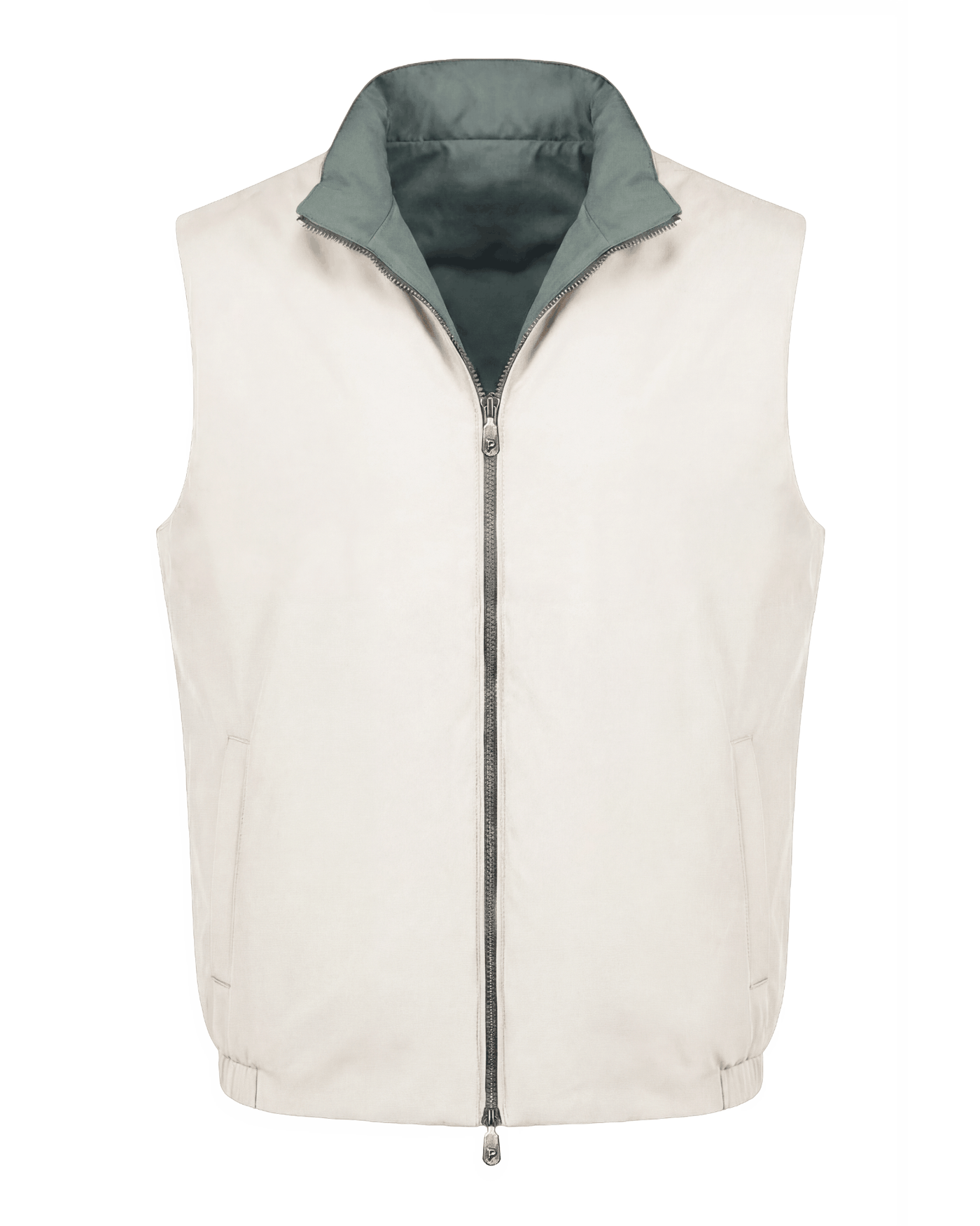 Men’s reversible body warmer in green and white, lightweight premium casual outerwear vest