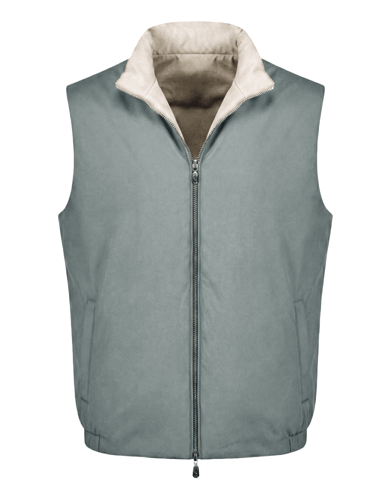 Men’s reversible body warmer in green and white, lightweight premium casual vest outerwear