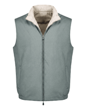 Men’s reversible body warmer in green and white, lightweight premium casual vest outerwear