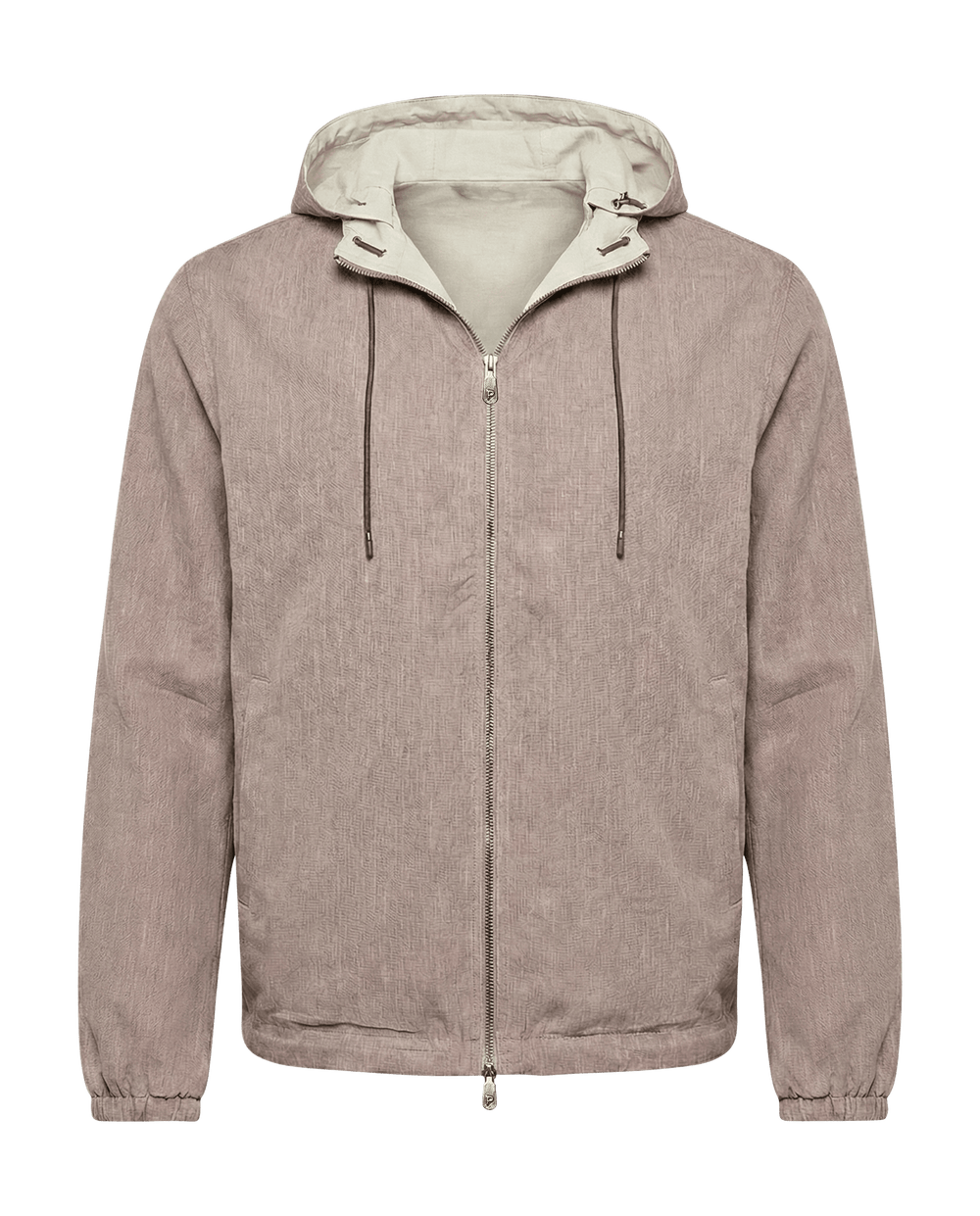 Brown jacket with a hood on a black background