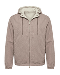 Brown jacket with a hood on a black background