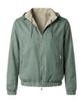 Green jacket with beige lining