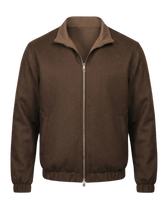 Brown jacket with a zipper on a black background