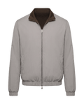 Gray jacket with brown collar