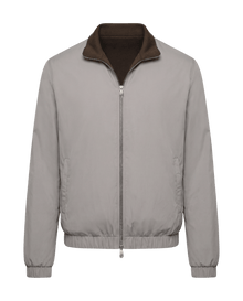 Omkeerbaar wollen stadsjack in grijsbruin 