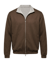 Brown jacket with gray collar 