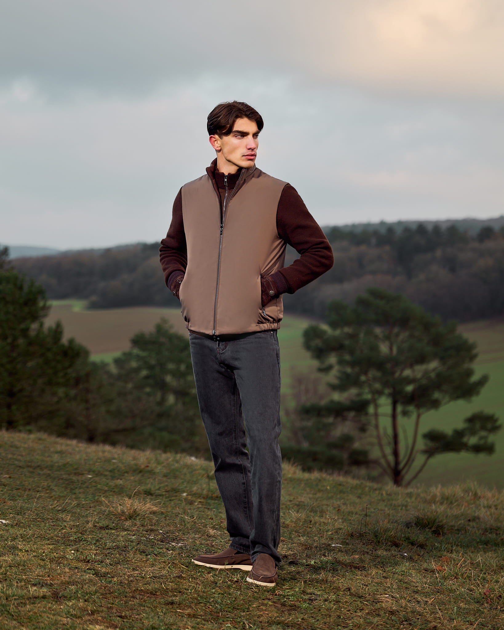 Brown Burgundy Reversible Knit Body Warmer