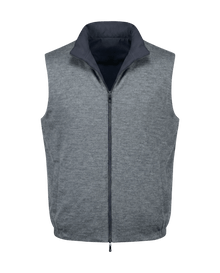 Marinegrijze omkeerbare gebreide bodywarmer