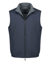Navy blue vest with gray collar on a transparent background