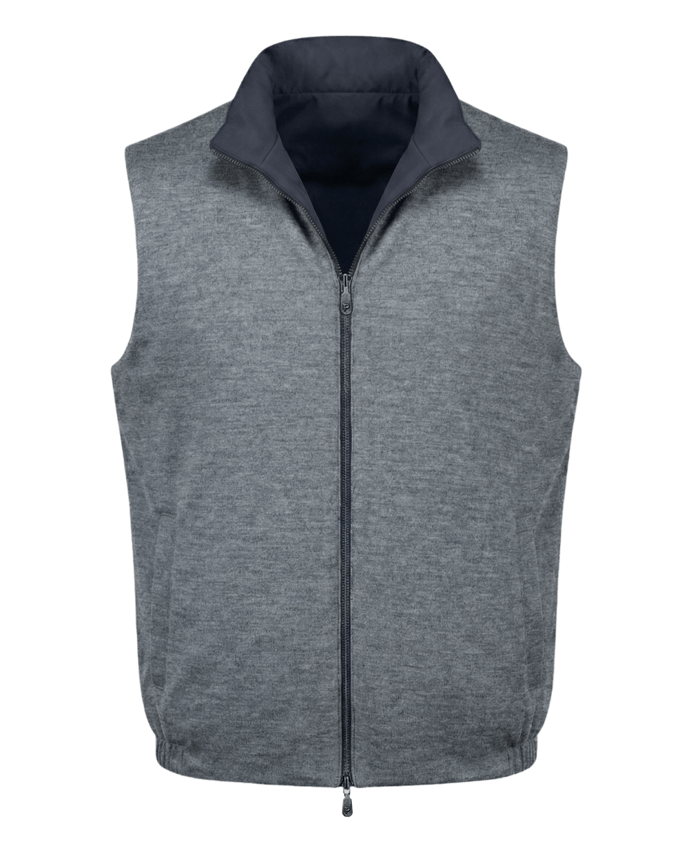 Gray vest with a zipper on a transparent background