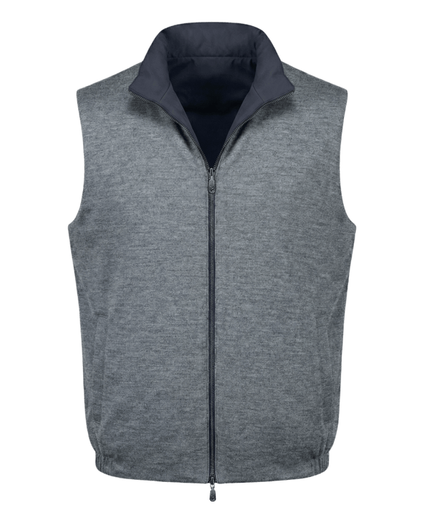 Gray vest with a zipper on a transparent background